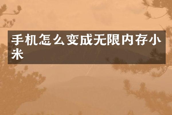 手机怎么变成无限内存小米
