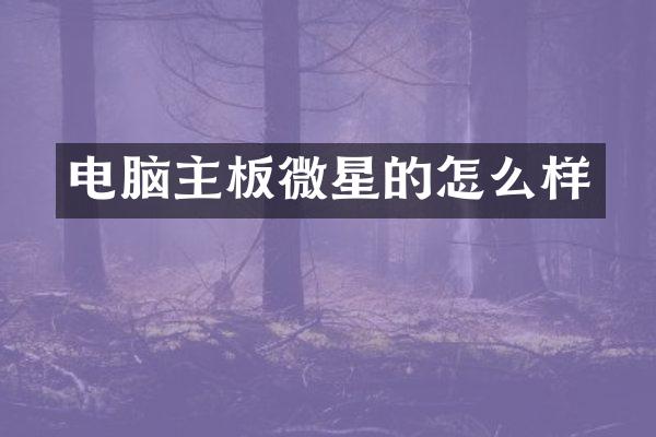 电脑主板微星的怎么样