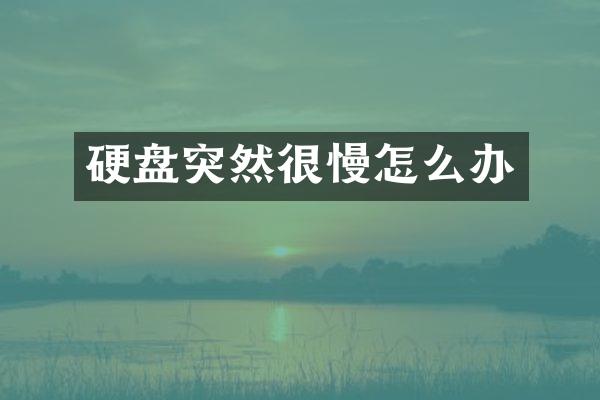 硬盘突然很慢怎么办