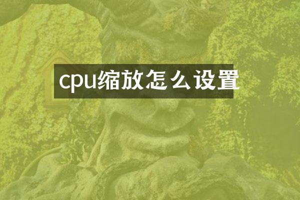 cpu缩放怎么设置