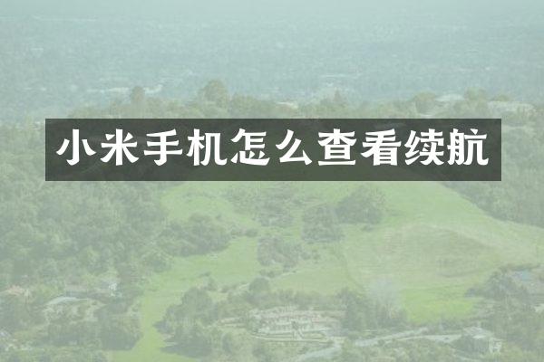 小米手机怎么查看续航