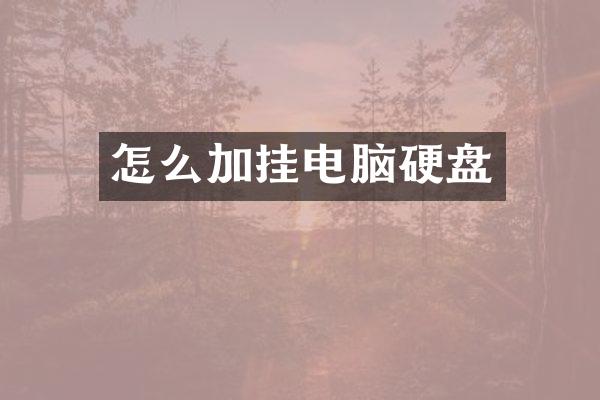 怎么加挂电脑硬盘