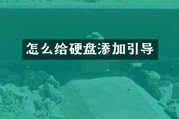 怎么给硬盘添加引导