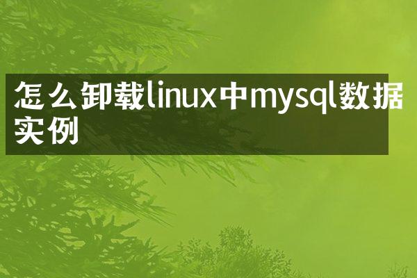 怎么卸载linux中mysql数据库实例