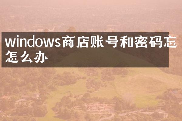 windows商店账号和密码忘了怎么办