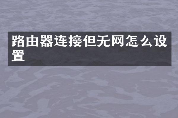 路由器连接但无网怎么设置