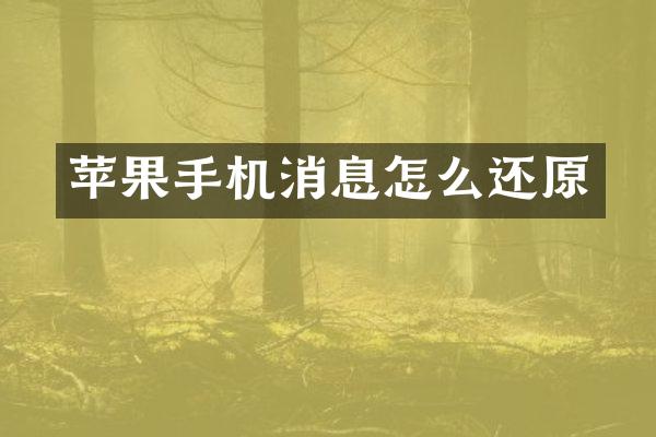 苹果手机消息怎么还原