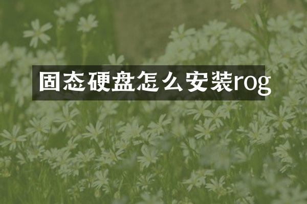 固态硬盘怎么安装rog