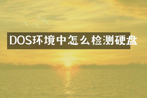 DOS环境中怎么检测硬盘