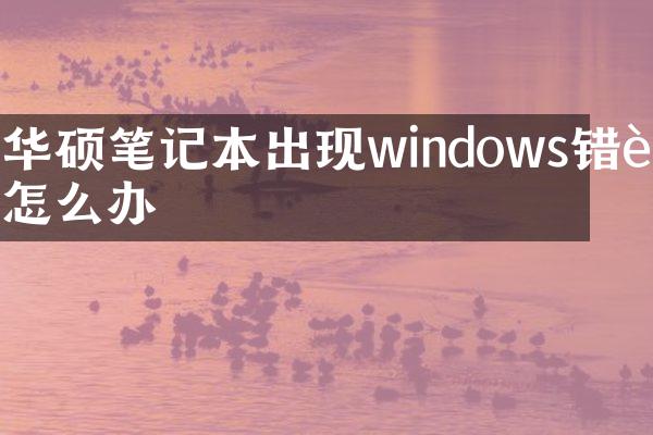 华硕笔记本出现windows错误怎么办