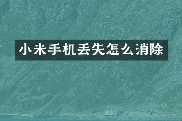 小米手机丢失怎么消除