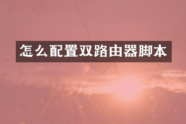 怎么配置双路由器脚本