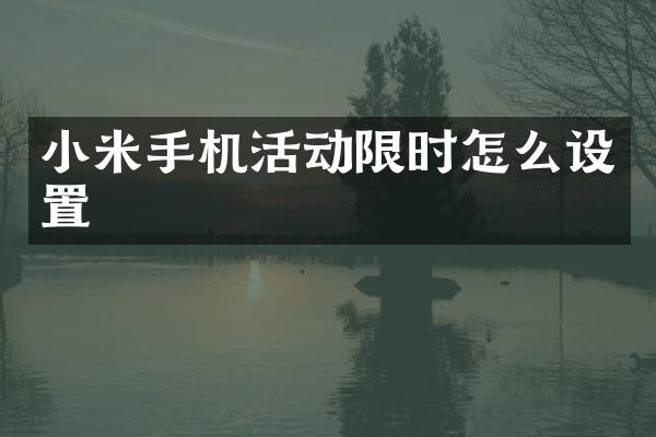小米手机活动限时怎么设置