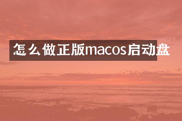 怎么做正版macos启动盘