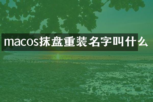 macos抹盘重装名字叫什么