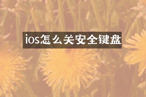 ios怎么关安全键盘