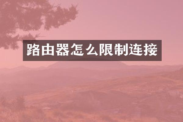 路由器怎么限制连接