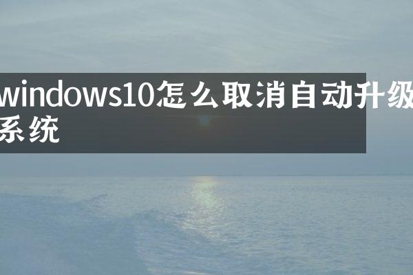 windows10怎么取消自动升级系统