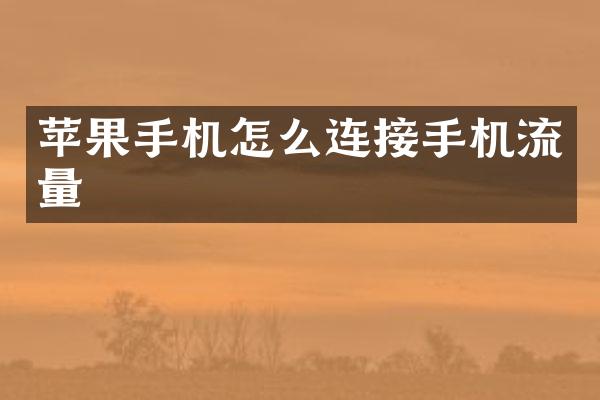 苹果手机怎么连接手机流量