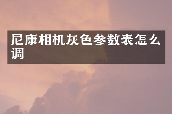 尼康相机灰色参数表怎么调