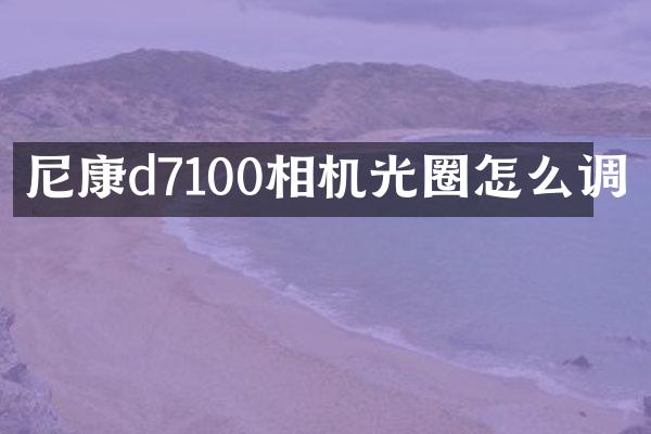 尼康d7100相机光圈怎么调