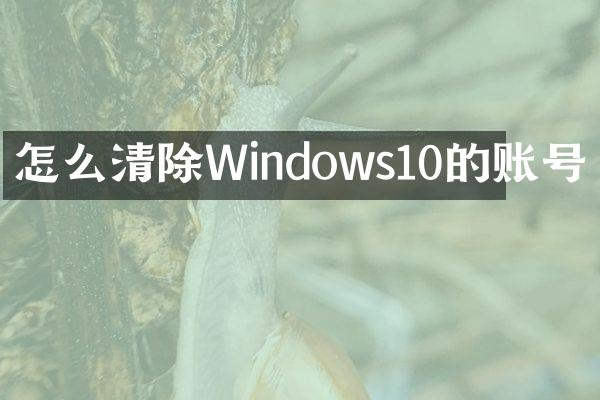 怎么清除Windows10的账号