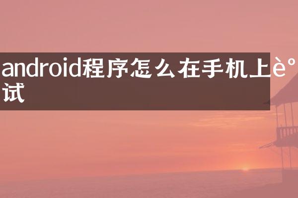 android程序怎么在手机上调试