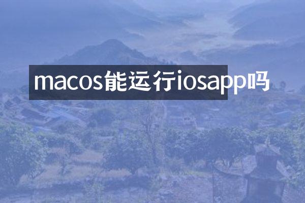 macos能运行iosapp吗
