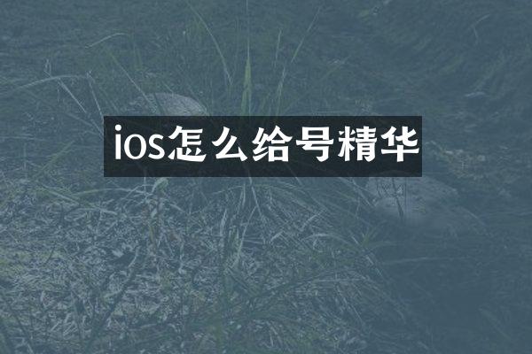 ios怎么给号精华