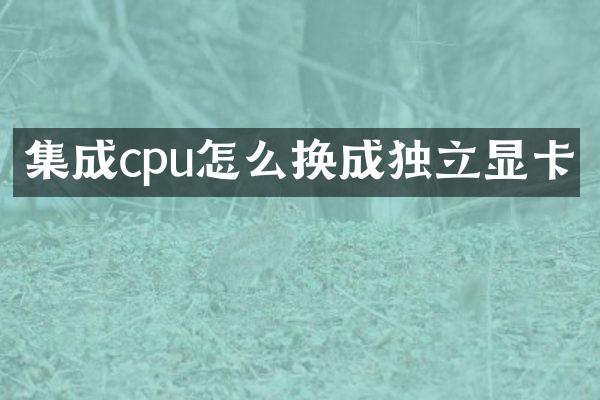 集成cpu怎么换成独立显卡