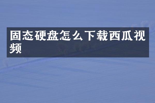 固态硬盘怎么下载西瓜视频