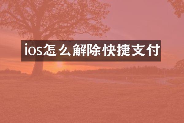 ios怎么解除快捷支付