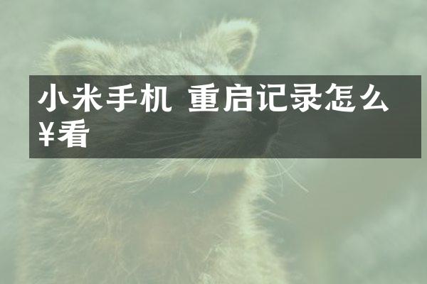 小米手机 重启记录怎么查看