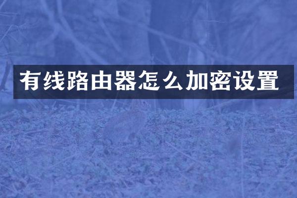 有线路由器怎么加密设置