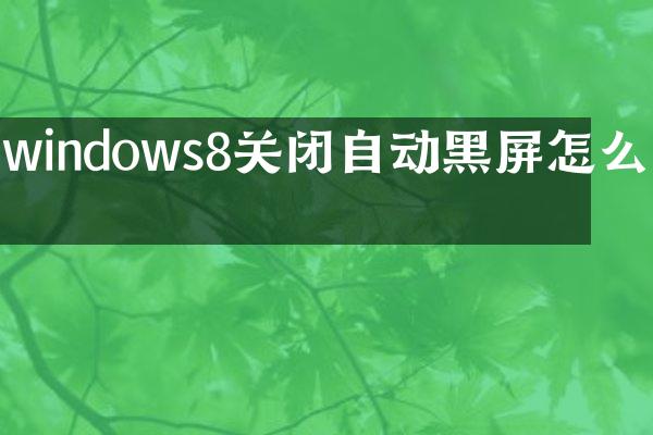 windows8关闭自动黑屏怎么办