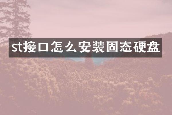 st接口怎么安装固态硬盘