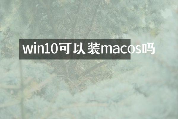 win10可以装macos吗