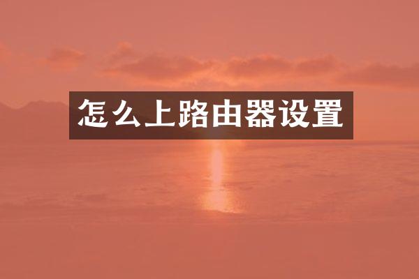 怎么上路由器设置