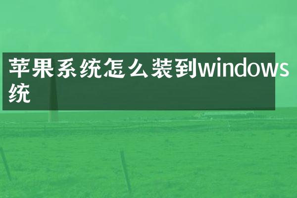 苹果系统怎么装到windows系统