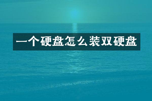 一个硬盘怎么装双硬盘