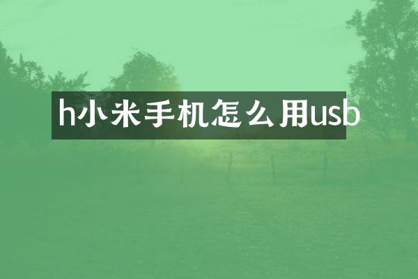 h小米手机怎么用usb