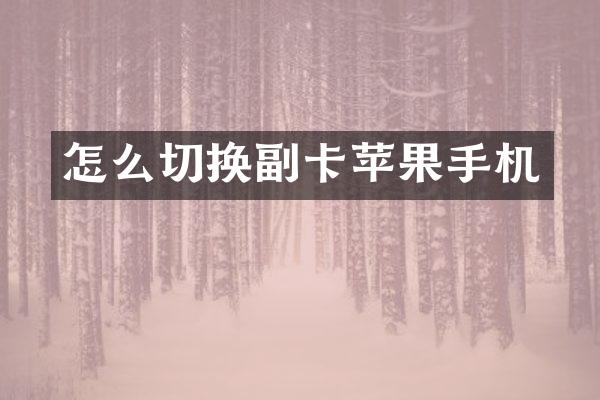怎么切换副卡苹果手机