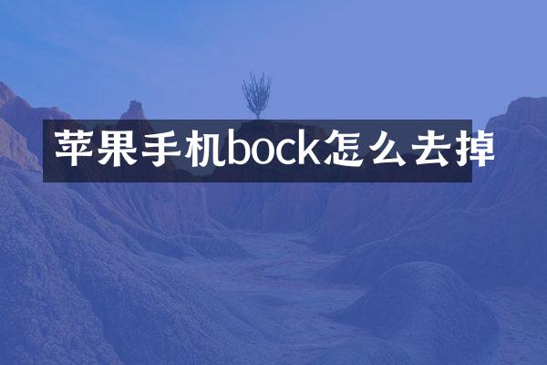 苹果手机bock怎么去掉
