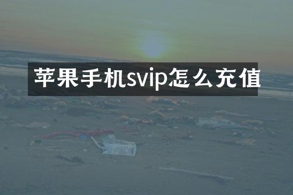 苹果手机svip怎么充值