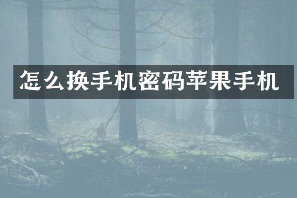 怎么换手机密码苹果手机