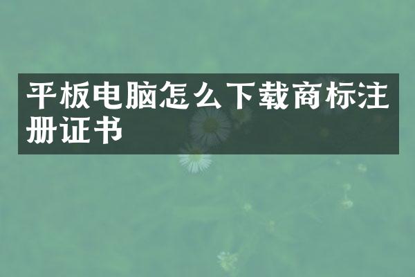 平板电脑怎么下载商标注册证书