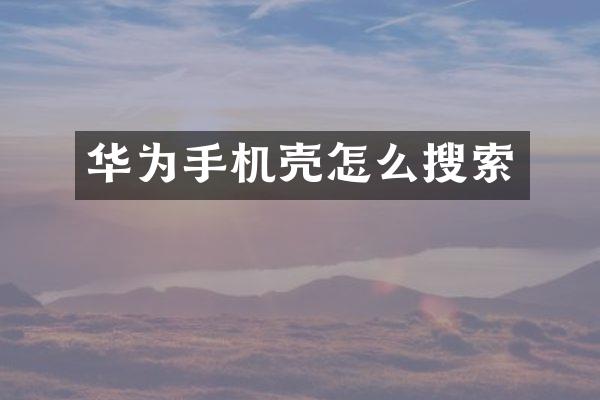 华为手机壳怎么搜索