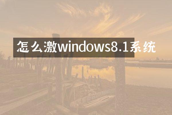 怎么激windows8.1系统