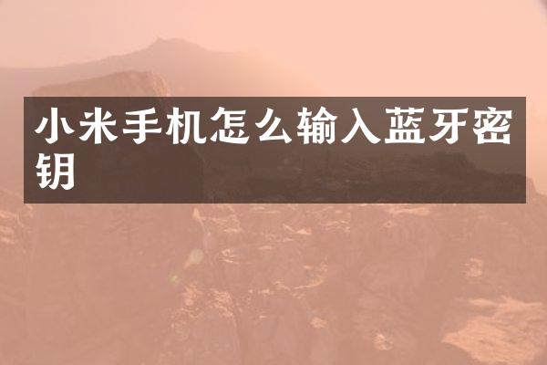小米手机怎么输入蓝牙密钥