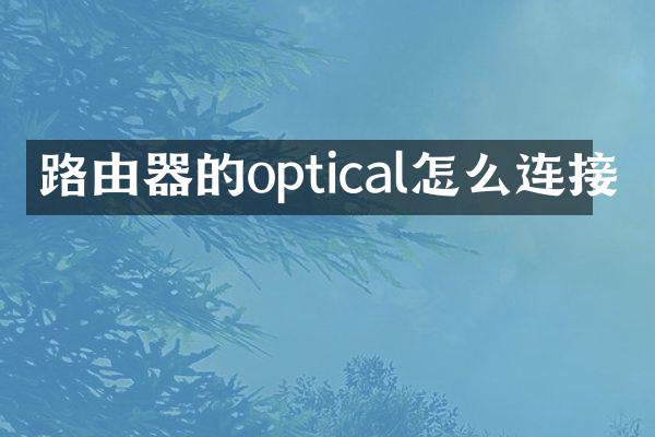 路由器的optical怎么连接